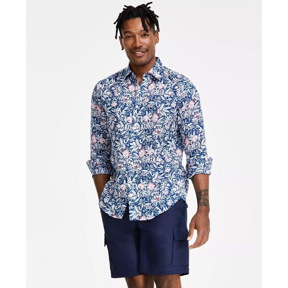 Club Room Other - Club Room Mens Terra Regular Fit Floral Print Button Down Shirt Blue Size XL NWT